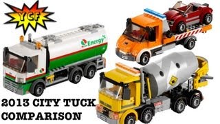 LEGO CITY 2013 Truck Comparison - Tanker 60016 - Flatbed 60017 - Cement Mixer 60018