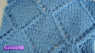 Как вязать узор АЖУРНЫЕ РОМБЫ. Вязание спицами # 362