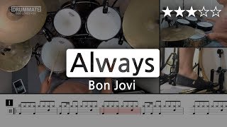 044 | Always - Bon Jovi  (★★★☆☆) Pop Drum Cover (Score, Lessons, Tutorial) | DRUMMATE