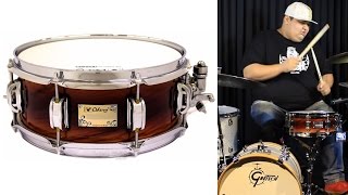 Caixa Odery Eyedentity Bubinga Exotic Sapele 12x5" snare sound check