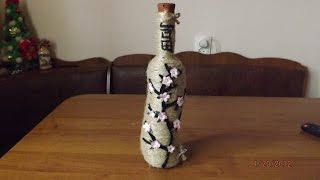Декор бутылки вина.Как украсить бутылку в японском стиле "Сакурой"