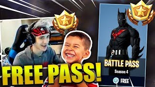 NINJA WILL GIVE A KID *FREE* BATTLE PASS SEASON 4 + GIVEAWAY WINNERS - Fortnite Best & Funny Moments