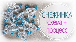 Как плести снежинку фриволите? // СХЕМА и процесс с ВИАГРОЙ ))