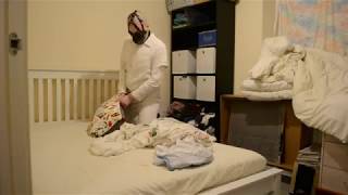 BONDAGE LIFE: CHANGING BED SHEETS HANDCUFFED & SHACKLED