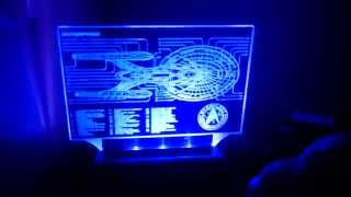 Star Trek Enterprise fan made desk lamp, LED acrylic edge lit sign