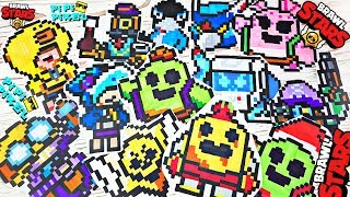 МИНИ  РИСУНКИ из BRAWL STARS -  РИСУНКИ ПО КЛЕТОЧКАМ на тему БРАВЛ СТАРС PIXEL ART