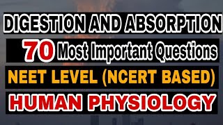 DIGESTION AND ABSORPTION NEET MCQ || 70 Most important Questions with Answers