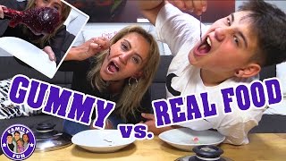 GUMMY VS. REAL FOOD CHALLENGE | ESSEN WIR WÜRMER? | FAMILY FUN