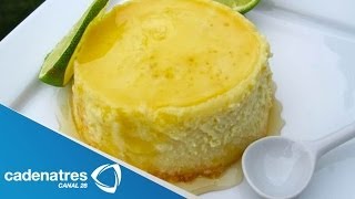 Receta de flan de limón con salsa de frambuesa. Receta de flan / Salsa de frambuesa