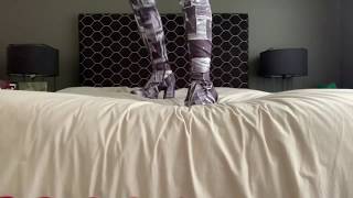 Black Platform Boots Trampling The Bed 6