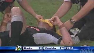Brett Sheehan shoulder knocks barrit out