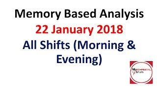 SSC JE 2018 | 22nd January 2018 Analysis | All Shifts (Morning & Evening) | GA for all branches