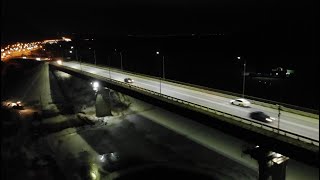 Включили освещение на Сокском автомобильном мосту / Самара / Russia