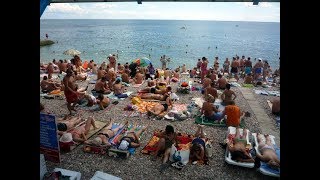 Гурзуф.Пляжи,Море,ОЧЕНЬ МНОГО ТУРИСТОВ.Жара.ВСЕ В КРЫМ.ПЛЯЖИ ГУРЗУФ,Крым 2017,