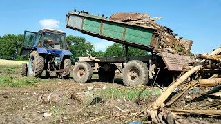 20.06.18✔ЧУТЬ НЕ ПЕРЕВЕРНУЛ ПРИЦЕП 2ПТС-4✅ВЫВОЗКА МУСАРА С МТЗ 82