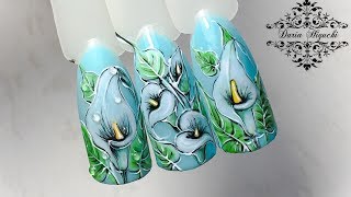 Красивые Каллы Гель Лаком!!! Дизайн Ногтей Цветы!!!