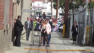 Scarlett Johansson arrives at Jimmy Kimmel Live to promote the Avengers Endgame movie