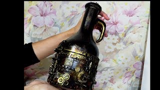 МК Декор бутылки стимпанк полимерной глиной