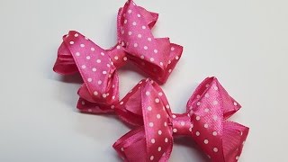 Бантик из лент своими руками. Бантик из атласных лент. Hair Bow.