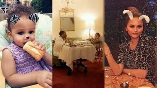 Chrissy Teigen with her daughter | Ft John Legend | Snapchat Videos | July 30 2017