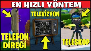 Bir Teleskop, Bir Televizyon ve Bir Telefon Direği Yok Et - Fortnite Pelin (Su) Görevleri
