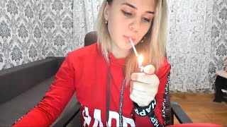 Kristi smokes an ultra slim all white cigarette! - Smoking Girls Channel