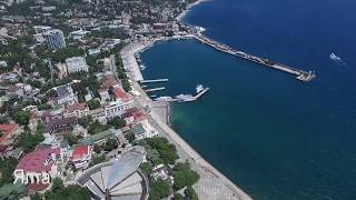 Крым Ялта Гурзуф море с высоты полета Санатории Отели