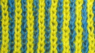Узоры спицами. Двухцветная английская резинка
