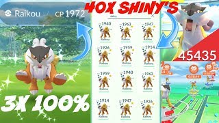 40X SHINY RAIKOU 3X HUNDO RAIKOU CAUGHT MASSIVE INSTINCT RAID BUS (POKEMON GO)