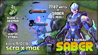 Perfect Gameplay! 7.7k Match of Saber is Real! sєrα х mαє Top 1 Global Saber ~ Mobile Legends