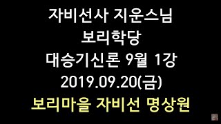 [성주] "깨달음에 대한 수행 단계" 보리학당 9월 제1강 대승기신론 스님들을 위한 경론강의 자비선사 지운스님(19.09.20).