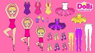 MOTHER & DAUGHTERS BALLERINA PAPER DOLLS DRESS UP BALLET SCHOOL