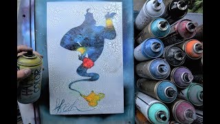 GENIE of the Aladdin's magic lamp -DISNEY GLOW IN DARK - SPRAY PAINT ART by Skech