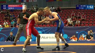 1/2 GR - 74 kg: T. SHADUKAYEV (KAZ) df. Z. LEVAI (HUN), 3-3
