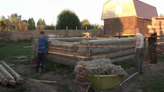 Строительство бани, своими руками в одиночку часть 1
