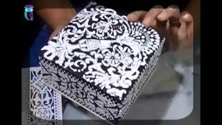 Декупаж. Имитируем кружево на деревянной поверхности используя пластиковые трафареты. Мастер класс