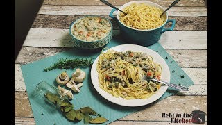Zöldséges mustáros ragu spagettivel