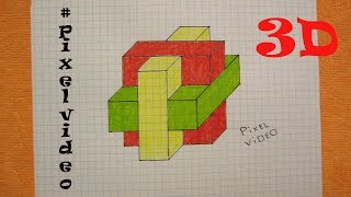 [ Pixel Art ] РИСУНКИ ПО КЛЕТОЧКАМ / 3D КРЕСТ ОБЪЕМНЫЙ РИСУНОК ПО КЛЕТОЧКАМ