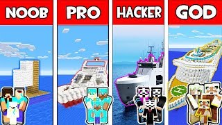 Minecraft - NOOB vs PRO vs HACKER vs GOD : FAMILY BOAT CHALLENGE in Minecraft Animation