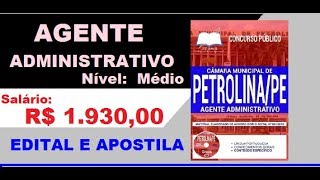 Edital Apostila Concurso Câmara de Petrolina PE 2019 Cargo Agente Administrativo