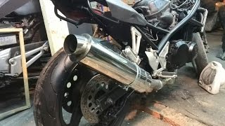 Самодельный тихий выхлоп на Suzuki GSF-400. Не прямоток!
