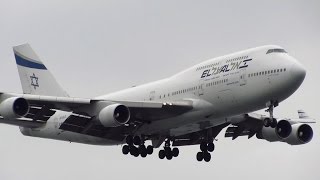 EL AL Boeing 747-400 [4X-ELE] Landing at New York JFK Airport [Full HD]