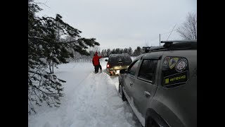 Снег и метель. Пробиваем лесную дорогу. №1. Duster, L200, Terrano New. 4х4. Offroad. Мурманск