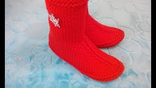 САПОЖКИ СПИЦАМИ. НОВОГОДНИЕ. БЕСПЛАТНЫЙ МАСТЕР КЛАСС! ДЛЯ НАЧИНАЮЩИХ.