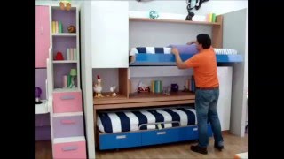 LITERA DOS CAMAS CON ESCRITORIO PARA PLADUR MODELO PARCHIS | MIRA EL VÍDEO Y VERAS COMO FUNCIONA