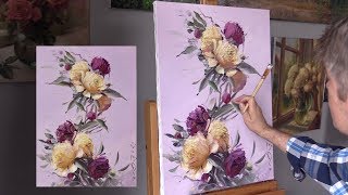 Вертикальная цветочная композиция. Этюд. Цветы. Vertical flower arrangement. Etude. Oil