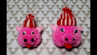 СВИНКА ИЗ ПОМПОНА СИМВОЛ 2019,  МК/HANDMADE POM POM PIG 2019,DIY/CERDITO POM POM2019