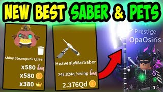 GETTING *NEW BEST* SABER AND OP PETS!!! UPDATE! | - Roblox Saber Simulator