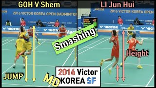 고브쉠 스매싱 (점프력+파워) VS 리준휘 스매싱 (키+파워)
