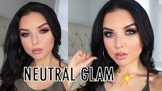 Easy Brown Smokey Eye & Glossy Nude Lip | Neutral Glam Makeup Tutorial